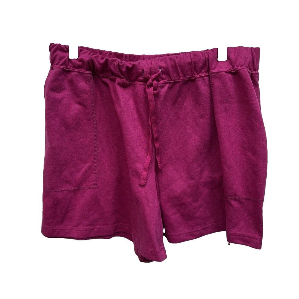Just Be Women Pink Shorts 1X Drawstring Elastic Waist Pockets Stretch